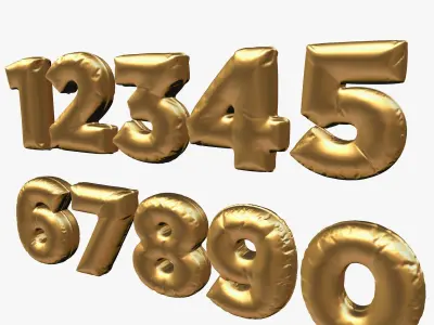 Golden Balloons Numbers 3D model