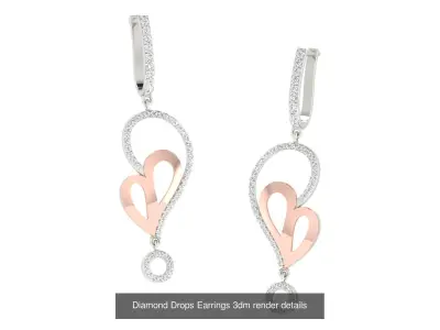 14 Diamond Drops Earrings 3dm render details 3D Model Pack