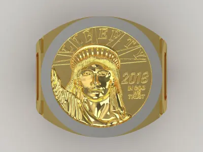 Statue of Liberty gold man ring mr0143 3D print model