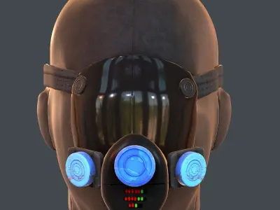 Gas mask helmet 3d model scifi Low-poly  Low-poly 3D model