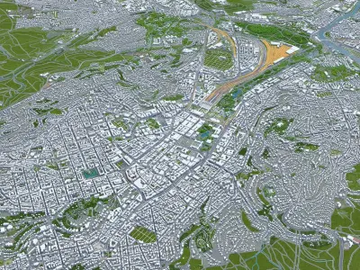 Stuttgart City Germany Low-poly 3D model