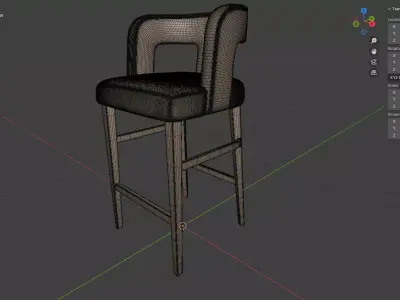 royal black bar chair 3D model