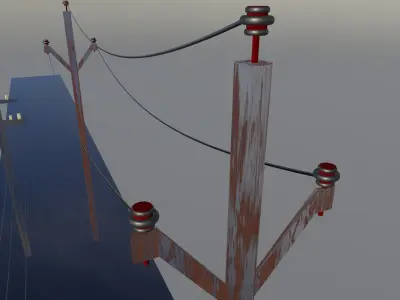 Electric Poles-Pack of 2-Game and Animation Ready with Materials Low-poly 3D model