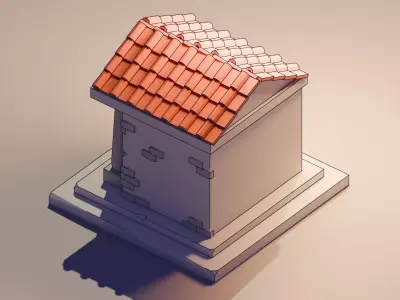 Line Art House Low-poly 3D model