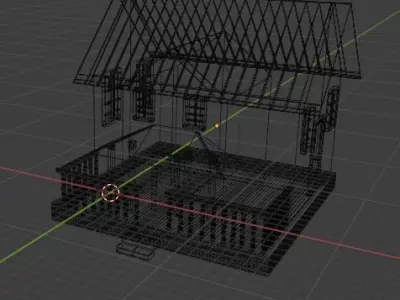 Simple low poly house 3D model