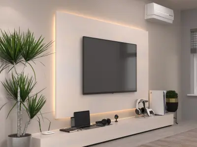 Modern Minimalist TV Wall -Functional TV Wall Design 3D model