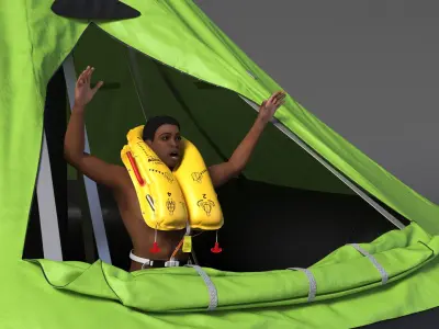  Inflatable Life Raft with Survivor 