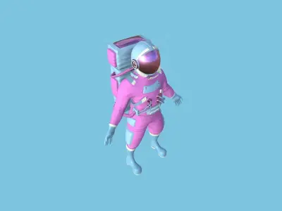 Astronaut Outfit 04 - Pink Female - Character Design Fashion Low-poly 3D model