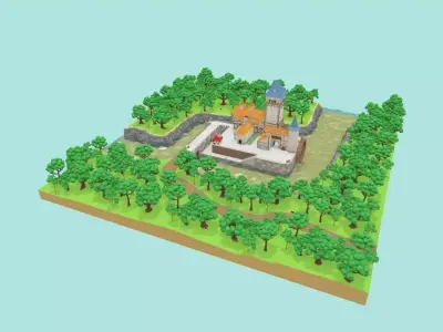 Medieval Castle Low-poly 3D model