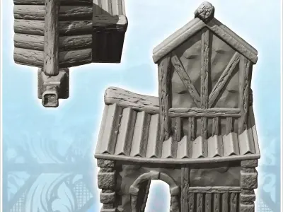 Blacksmiths shop in cut stone with arch in the center 11 - Medie 3D print model