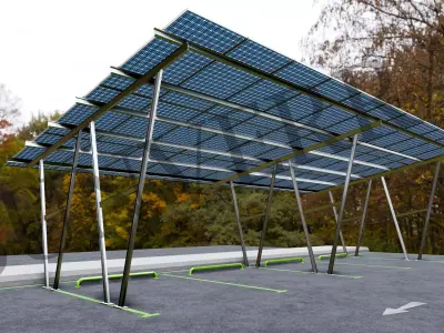 Lowpoly Solar Carport-W Types-Steel Structure Low-poly 3D model