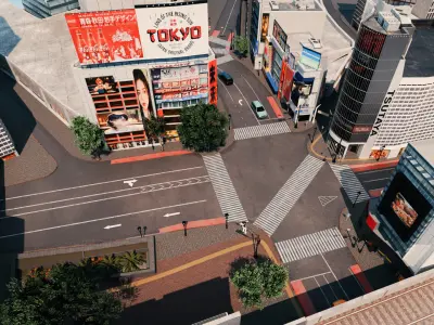 Shibuya Scramble Crossing Shibuya City Tokyo Japan 3D model