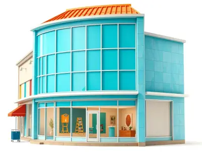 Modern Blue Storefront model pack Low-poly 3D model