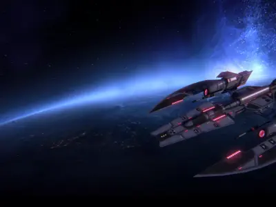 Space fighter D46 Trident Low-poly 3D model