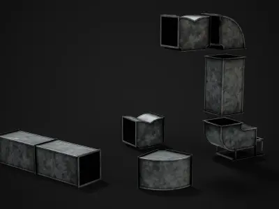 Ventilation Modular Low-poly 3D model