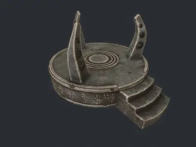 Altar circular platform with steps Low-poly 3D model