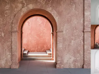 A large archway with stairs 3D model