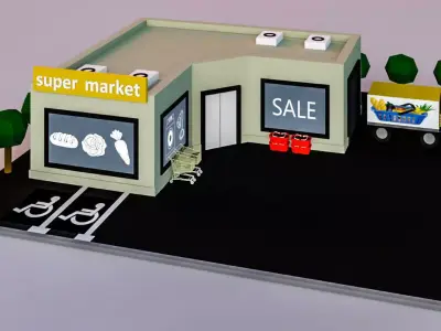 Low Poly Supermarket- Low Poly Assets Low-poly 3D model Low-poly 3D model