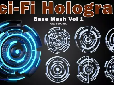 Sci-fi Hologram Base Mesh Vol 1 Low-poly 3D model