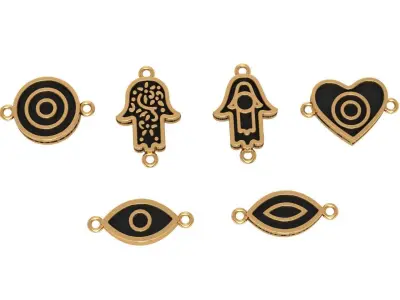 5 Hamsa Evil Eye Heart Pendant Necklace  3D print model