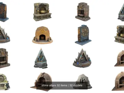 stone altars 32 items 3D Model Pack