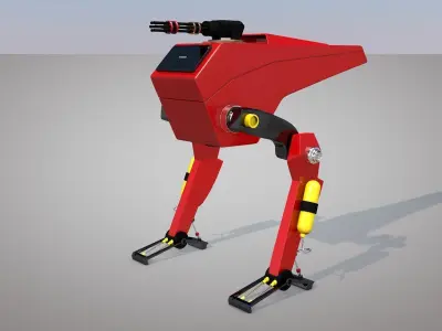 Science Fiction Two Leg Assault Mech Robot Drone 3D Model Low-poly 3D model
