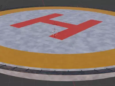 Realistic Helipad Platform with Stairs and Safety Railings  3D model
