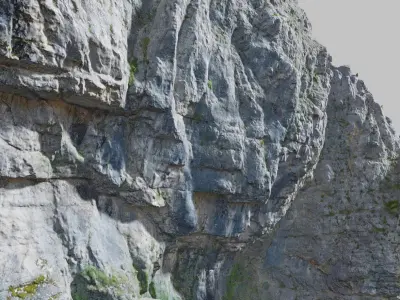 PBR huge Cliff sediment Drone Scan Low-poly 3D model