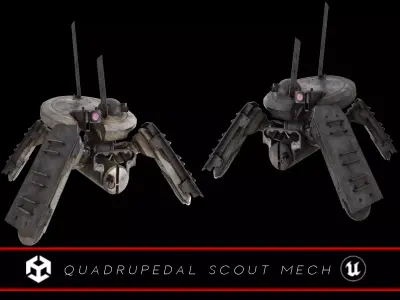 Quadrupedal Scout Mech Low-poly 3D model