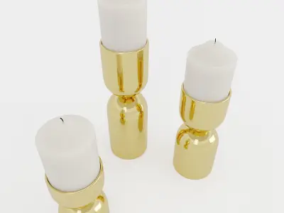 John Richard Three Antique Brass Candle Holder Set 3D model