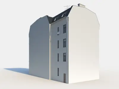 Residential City Building - Corner - 09 - Shopfront and Stucco 3D model