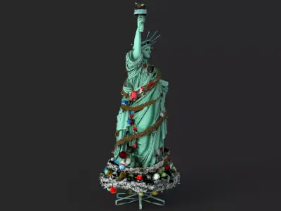 Statue of liberty Christmas High Detail 3D model