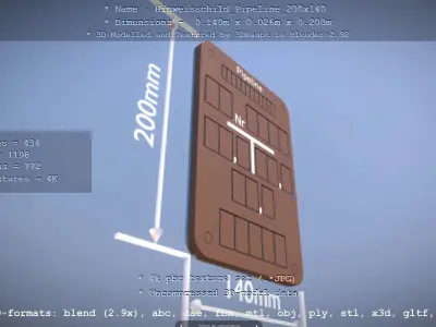 Hinweisschild Pipeline 200x140mm Low-poly 3D model