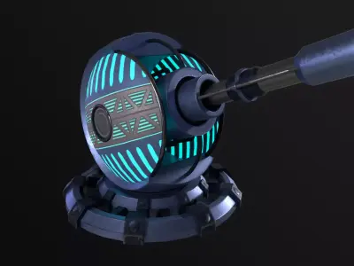Sci-Fi Cannon Turret PBR Low-poly 3D model