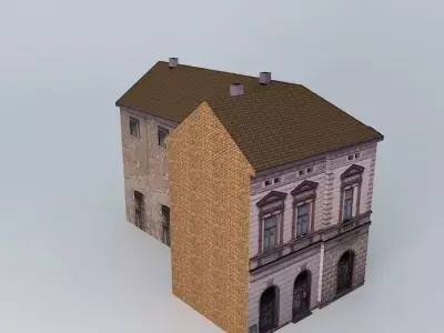 Urban 19th Century Corner House  Low-poly 3D model