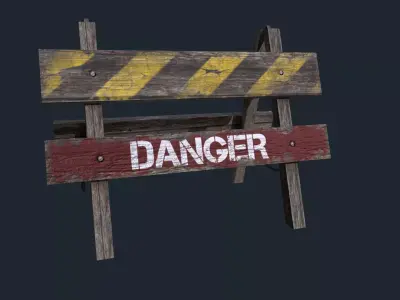 DangerRoadSign danger sign Low-poly 3D model