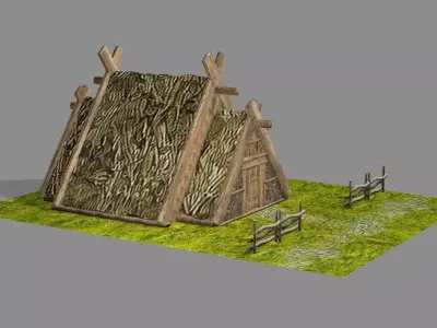 Medieval Viking House 08 Game Ready Low-poly 3D Model Low-poly 3D model