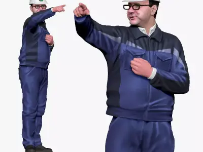 001203 worker man in special uniform in glasses 3dp 3D print model