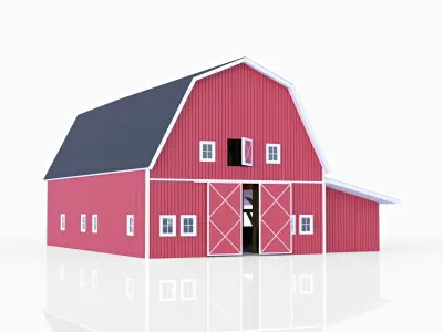Red American Farm Barn 3D model
