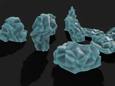 Mountain ice Rocks - PBR Pack 10 Low-poly 3D model