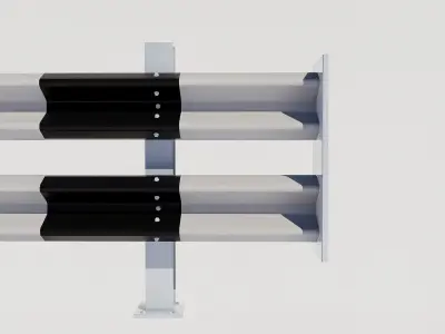 road fence kit  3D model Low-poly 3D model