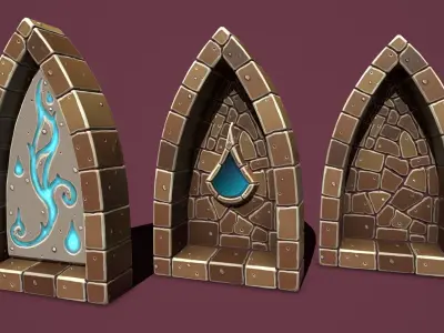 Fantasy stone window 1 Low-poly 3D model