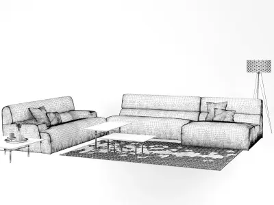 Living Set 2 three coffee tables 3D model