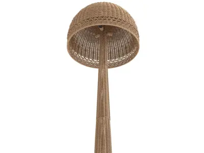 Woven Augusta Mid Century Modern Natural Rattan   Floor Lamp 3D model