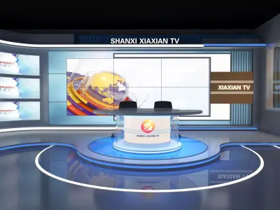 Virtual Broadcast Studio Low-poly 3D model