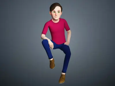 Cartoon Man Rigged Character - Father Uncle Boss Male 3D model