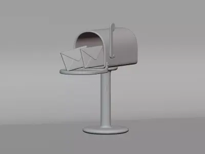 Mailbox With Envelopes Low-poly 3D model