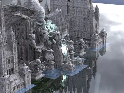 Lovecraftian Deep Water Temple Kitbash 3D model