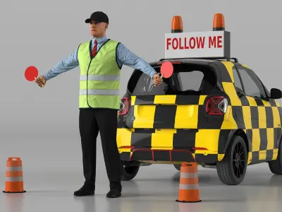  Airport Smart Follow Me Car with Ground Crew 