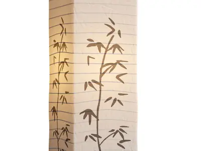 Bamboo printed white paper floor lamp 3D model